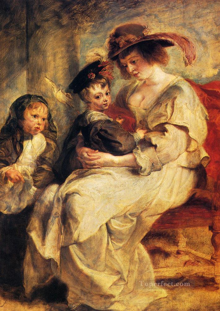 Peter Paul Helene Fourment con dos de sus hijos Claire Jeanne y Francois Rubens Pintura al óleo